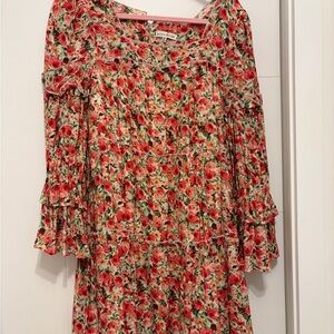 Moon River Floral Red and Green Dress